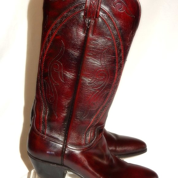 Lucchese Classic Black Cherry Goat Western Boots - Picture 2 of 7